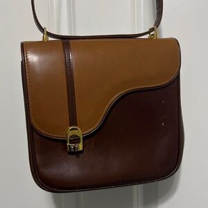 Vintage Gucci Equestrian Leather Shoulder Bag in brown 1970-80